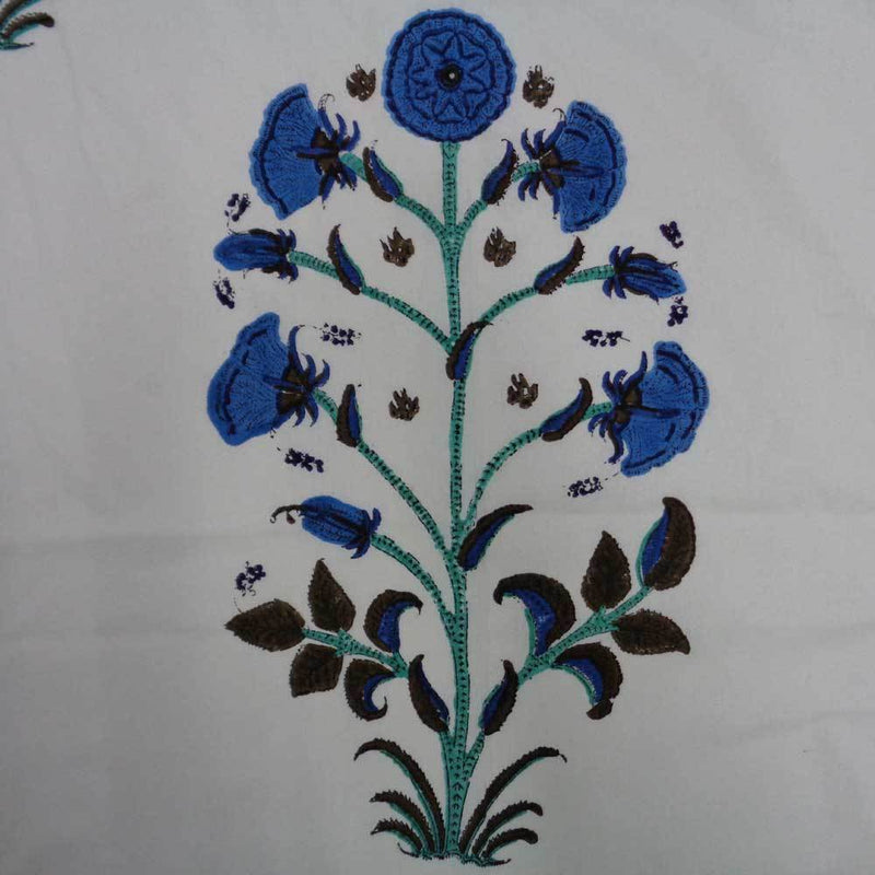 Regal Blue Floral Handcrafted Tablecloth