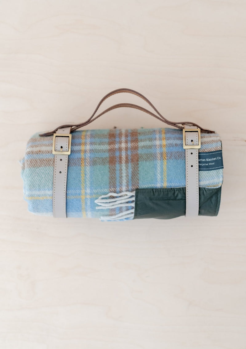 Stewart Muted Blue Tartan Picnic Blanket