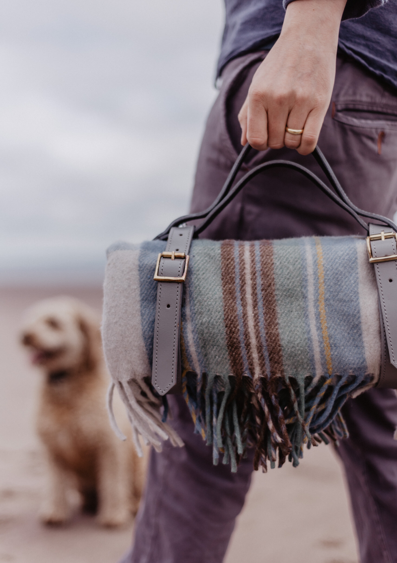 Stewart Muted Blue Tartan Picnic Blanket