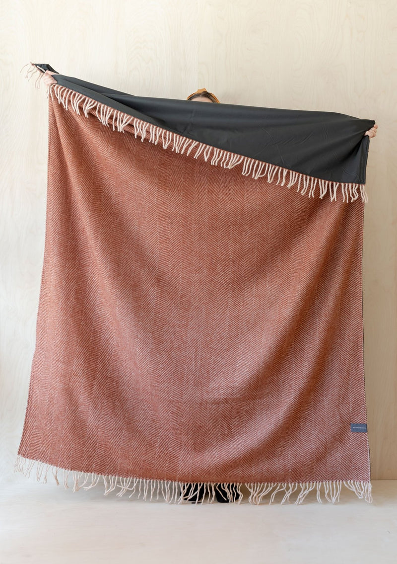 Rust Herringbone Picnic Blanket