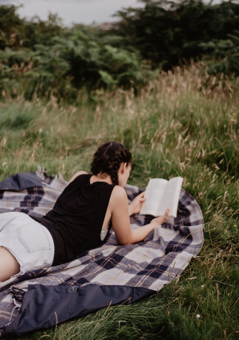 Bannockbane Silver Tartan Picnic Blanket