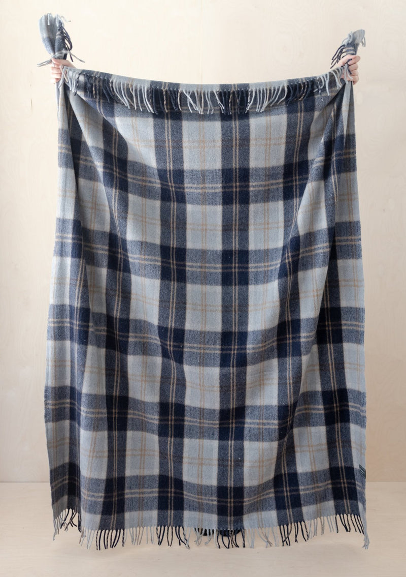 Bannockbane Silver Tartan Recycled Wool Blanket