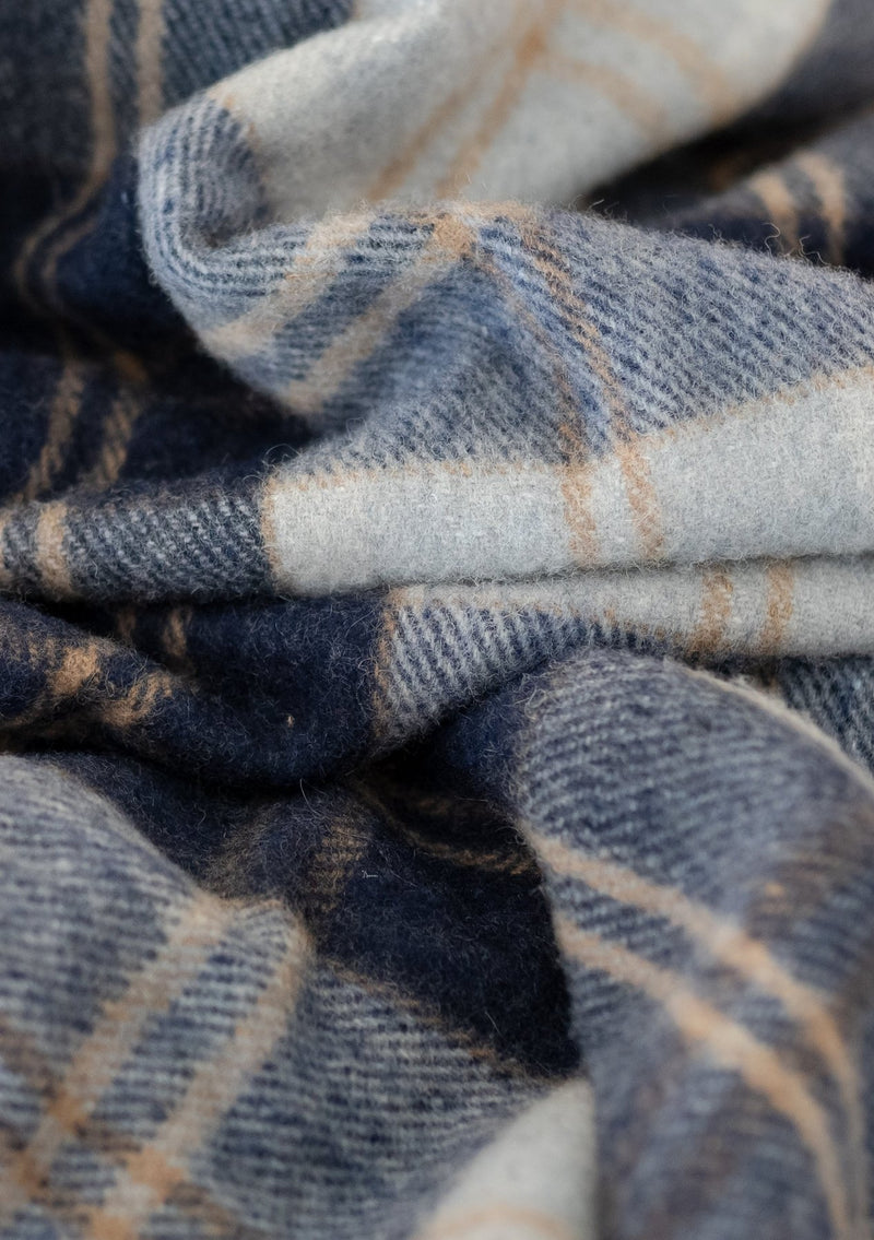 Bannockbane Silver Tartan Recycled Wool Blanket