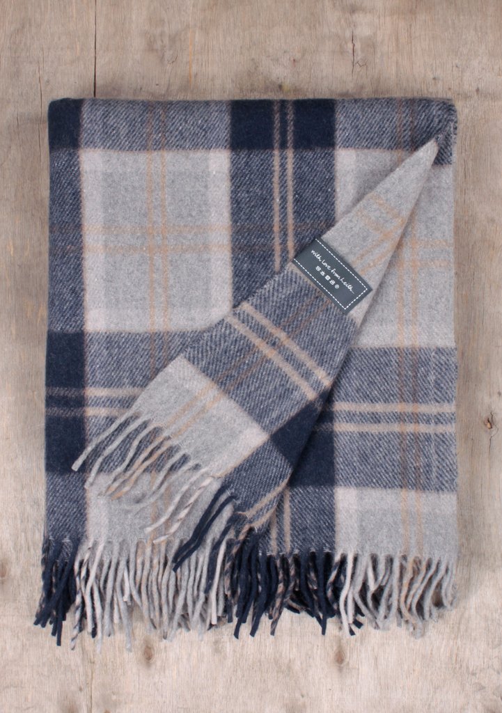 Bannockbane Silver Tartan Recycled Wool Blanket