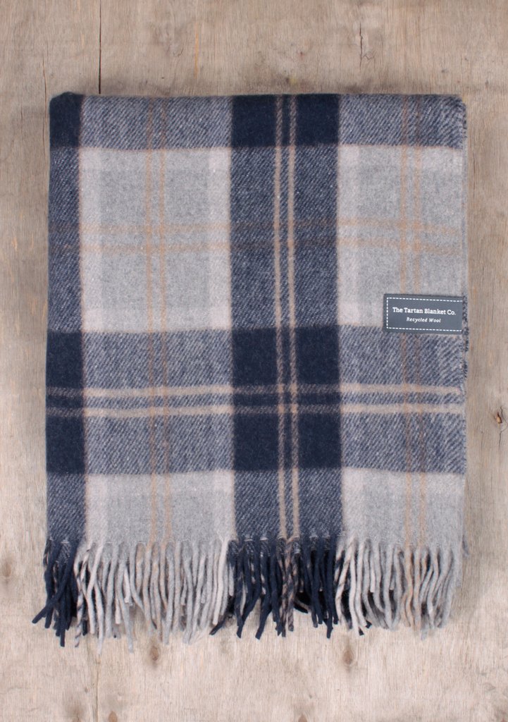 Bannockbane Silver Tartan Recycled Wool Blanket