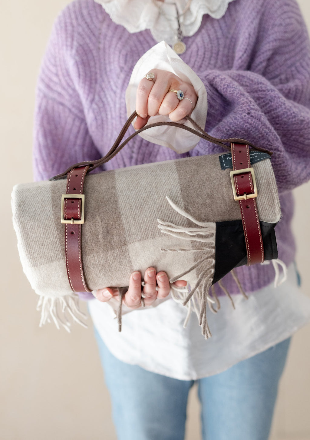 Burgundy Leather Blanket Strap