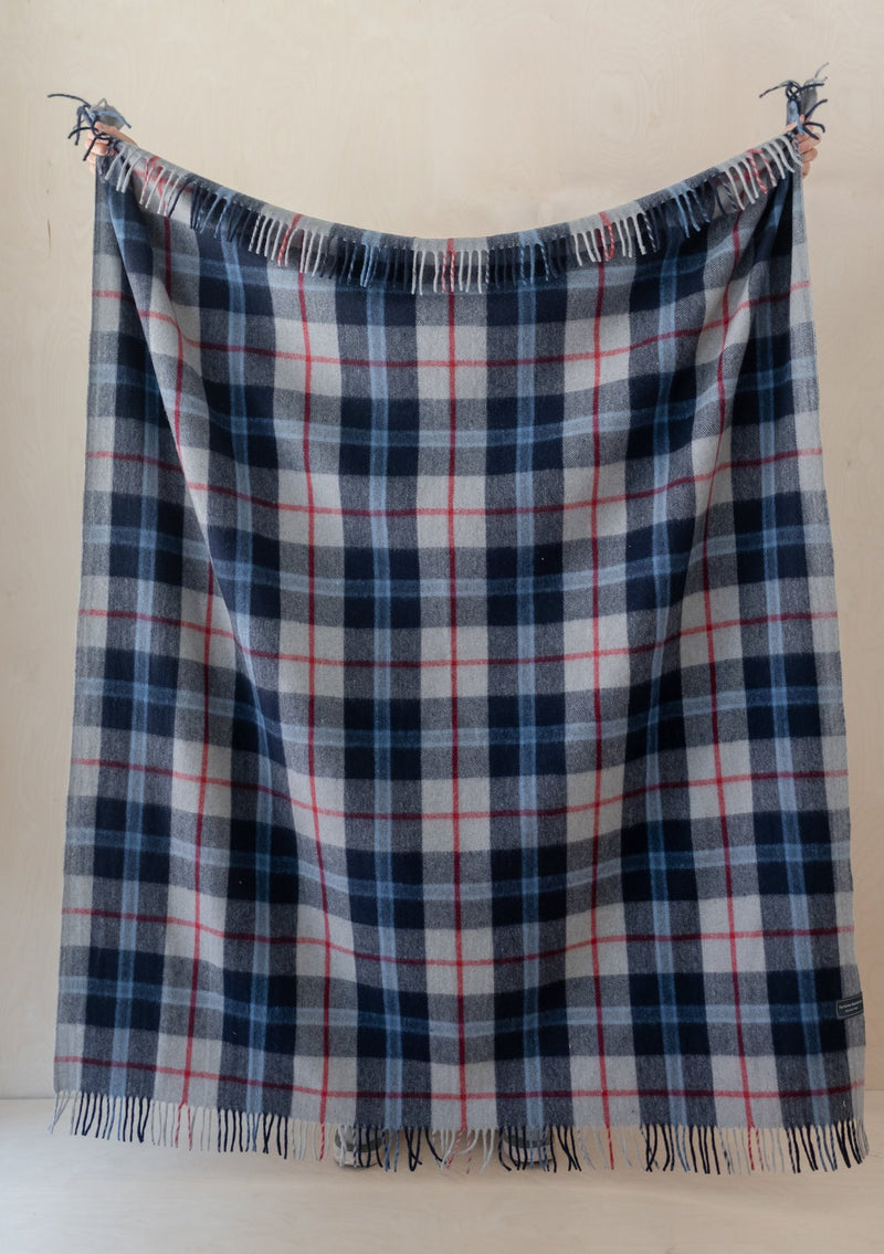 Douglas Navy Tartan Recycled Wool Blanket