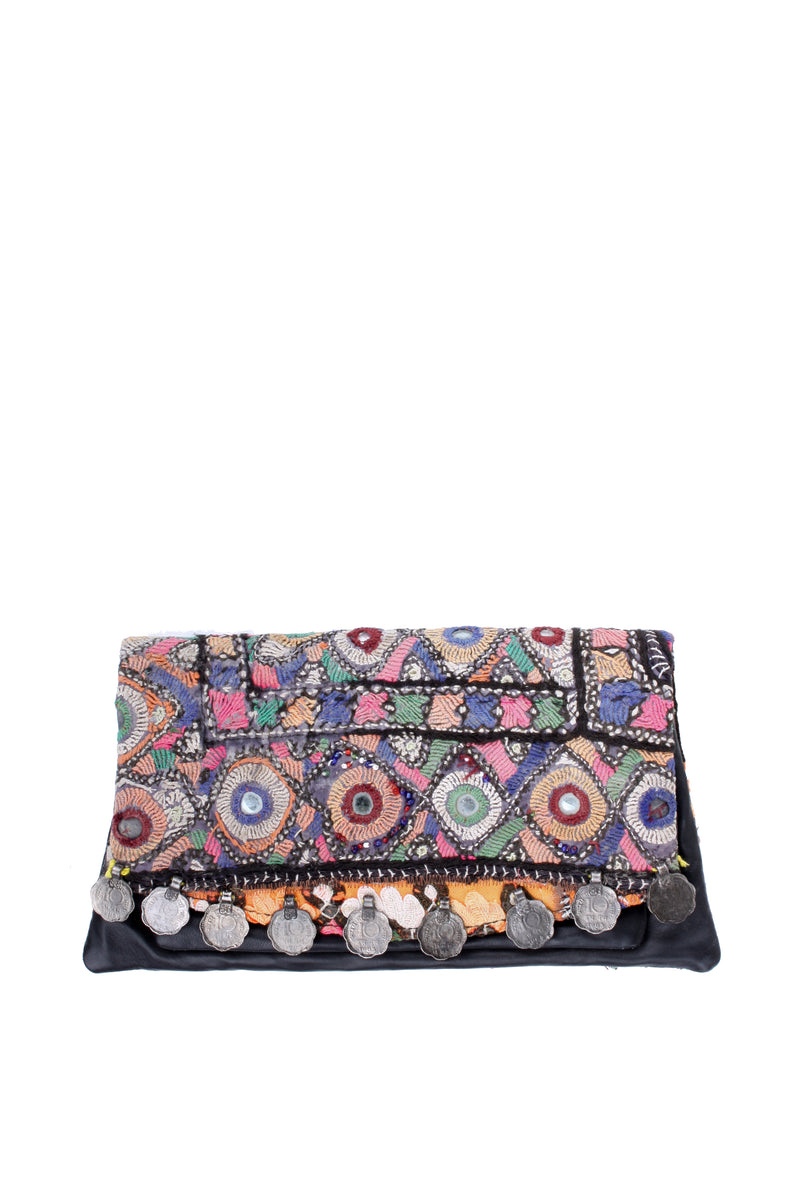 Banjara and Leather Clutch Purse