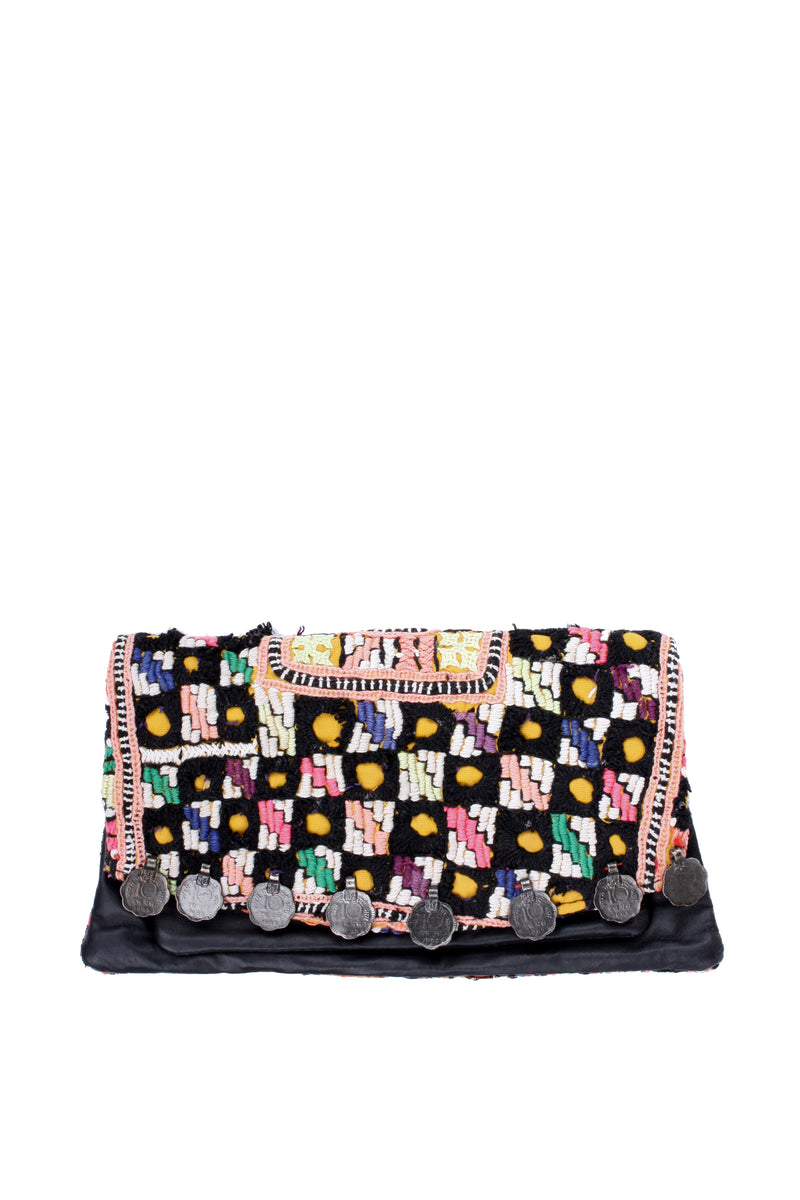 Banjara and Leather Clutch Purse