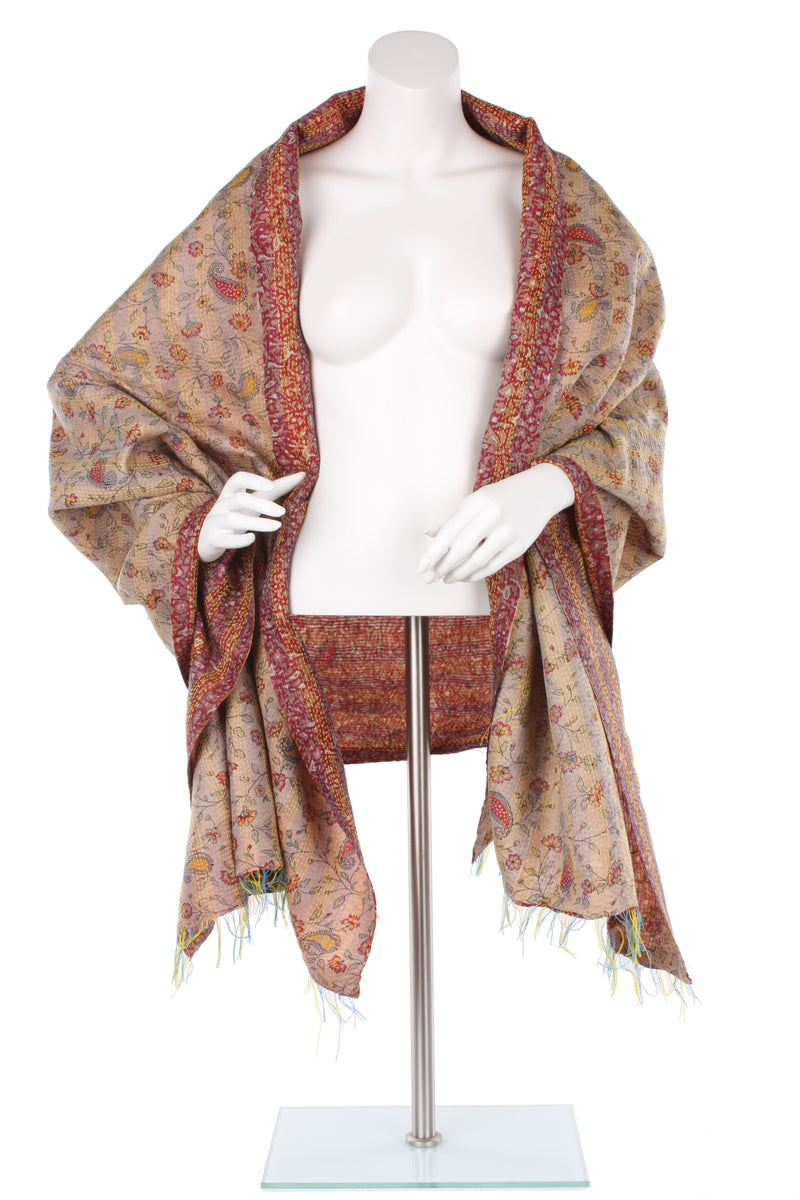 Vintage Silk Kantha Wrap - Rose