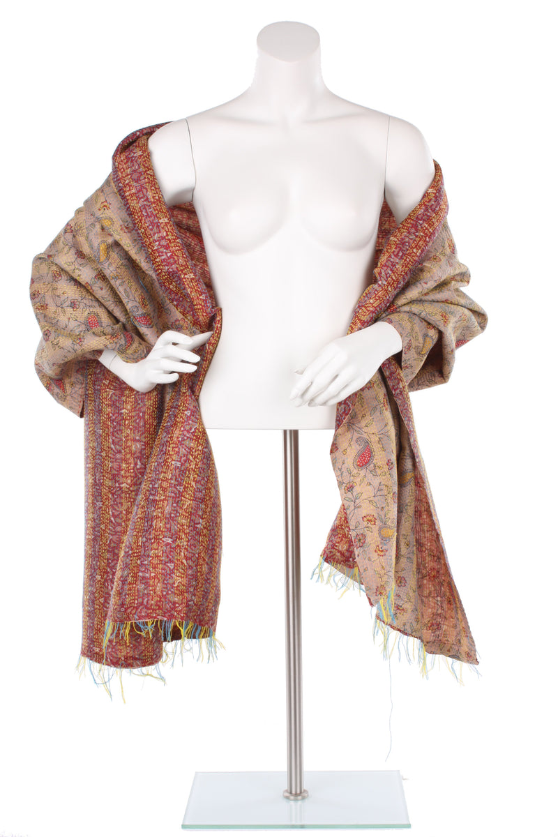 Vintage Silk Kantha Wrap - Rose