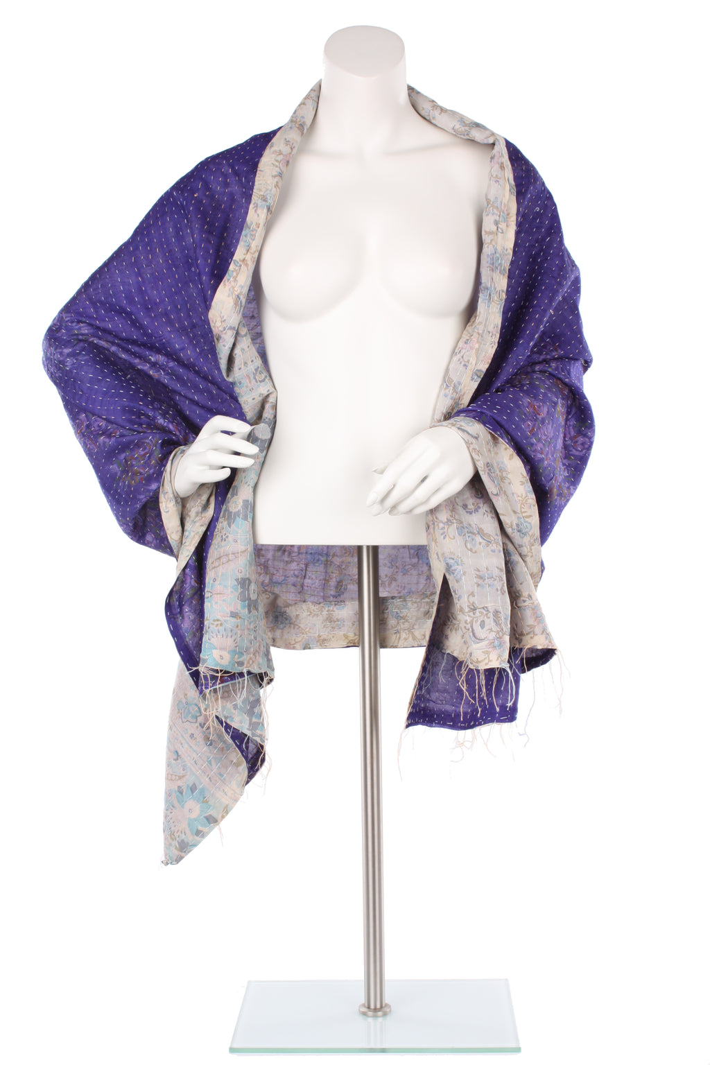 Vintage Silk Kantha Wrap - Royal Purple