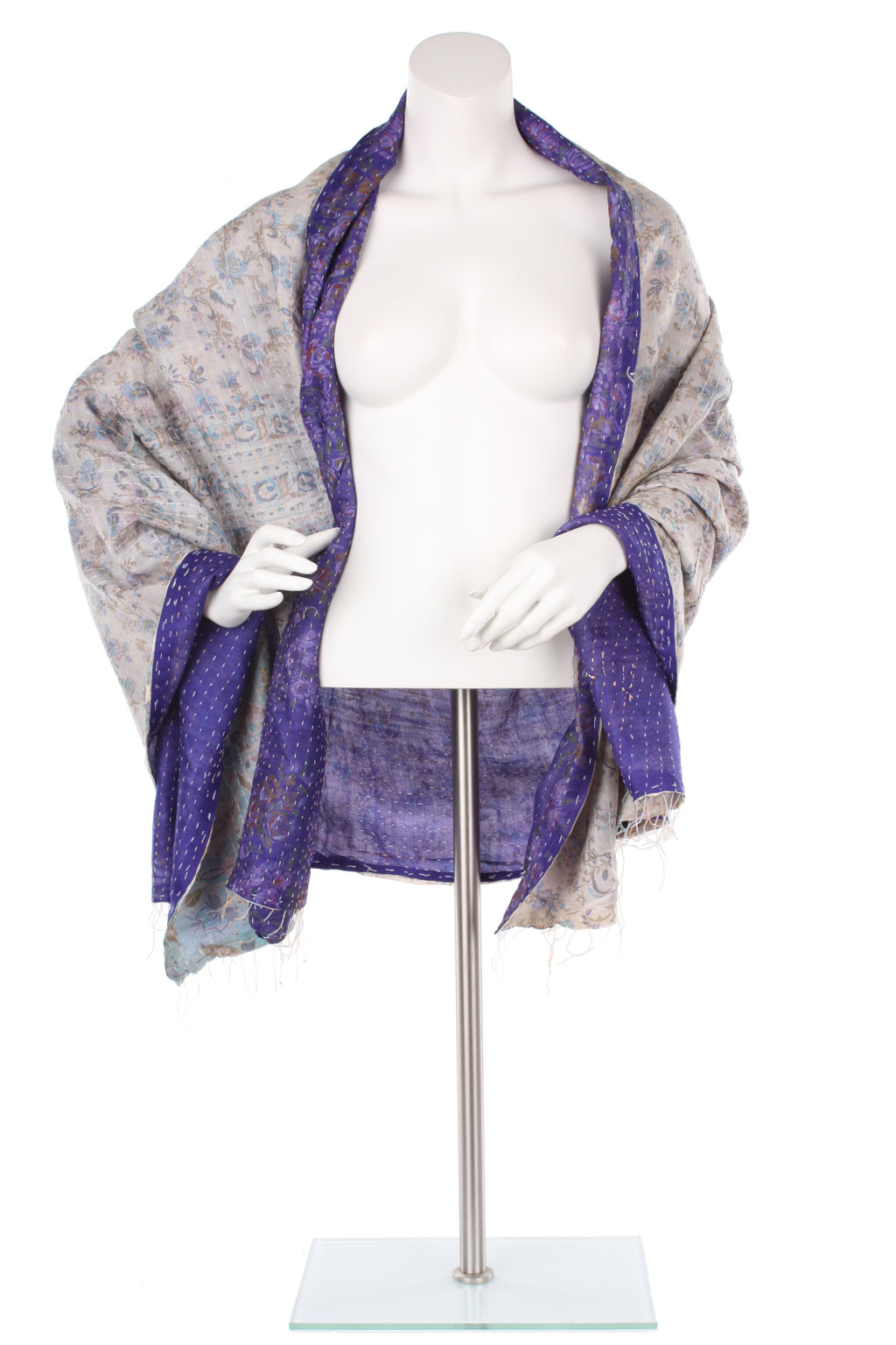 Vintage Silk Kantha Wrap - Royal Purple