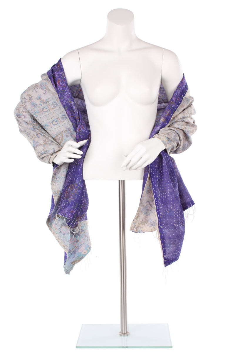 Vintage Silk Kantha Wrap - Royal Purple