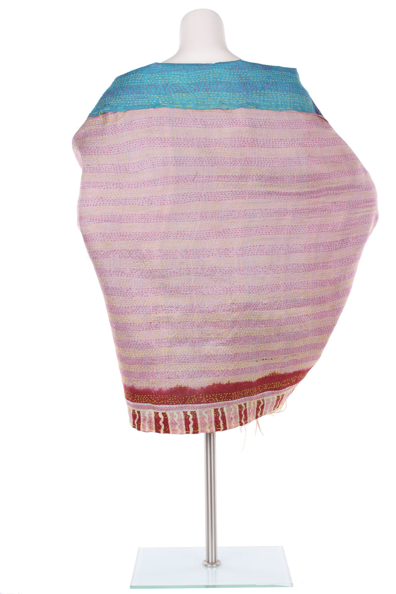 Vintage Silk Kantha Wrap - Turquoise