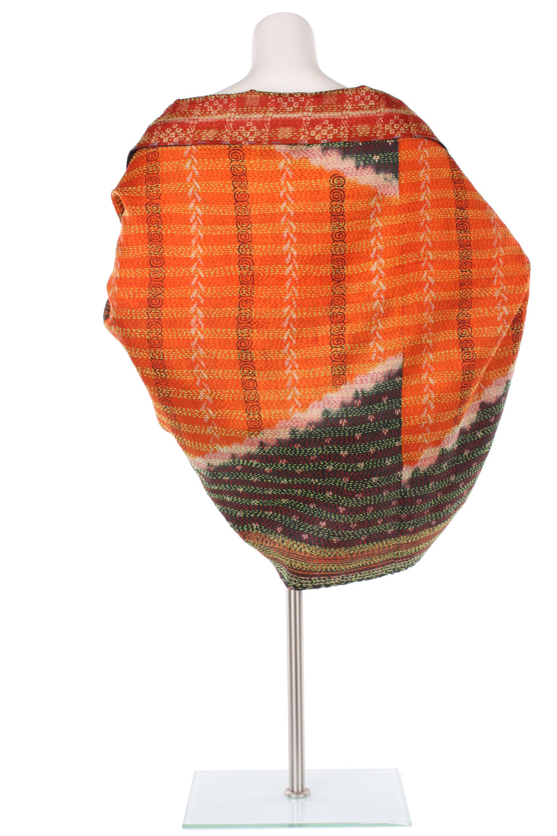 Vintage Silk Kantha Wrap - Pumpkin