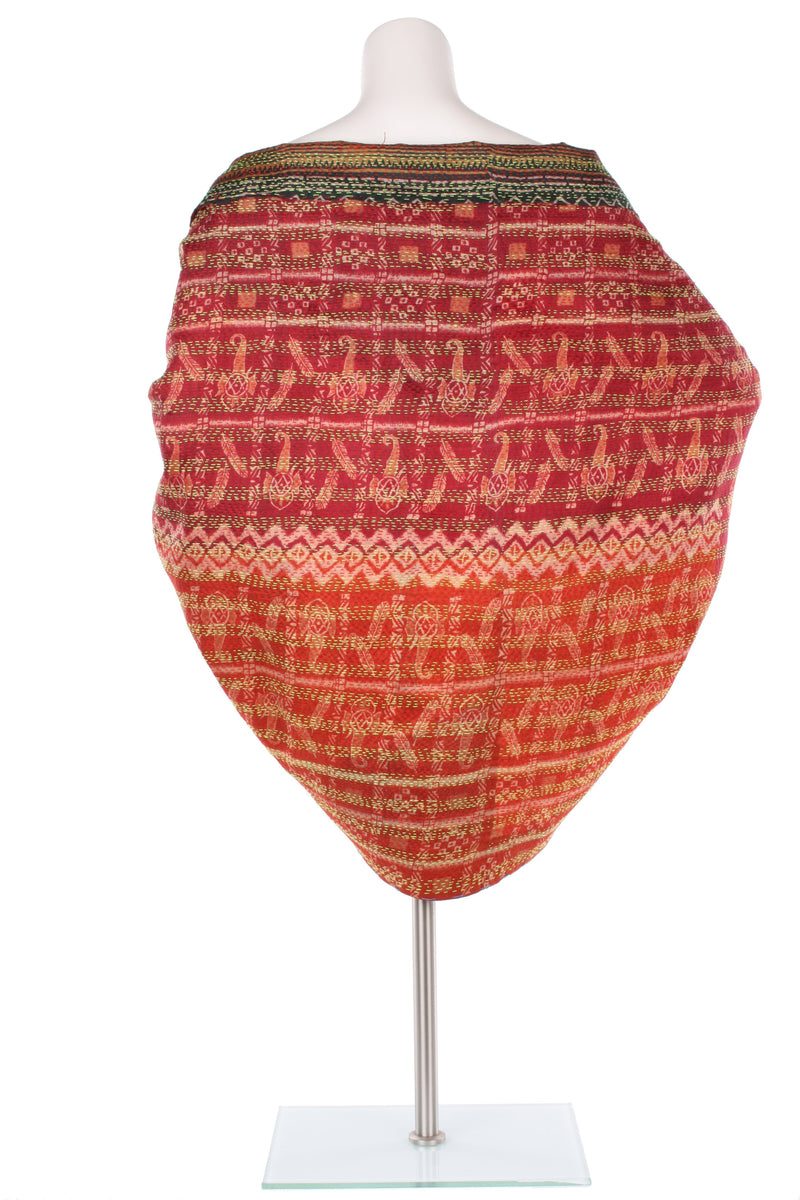 Vintage Silk Kantha Wrap - Pumpkin