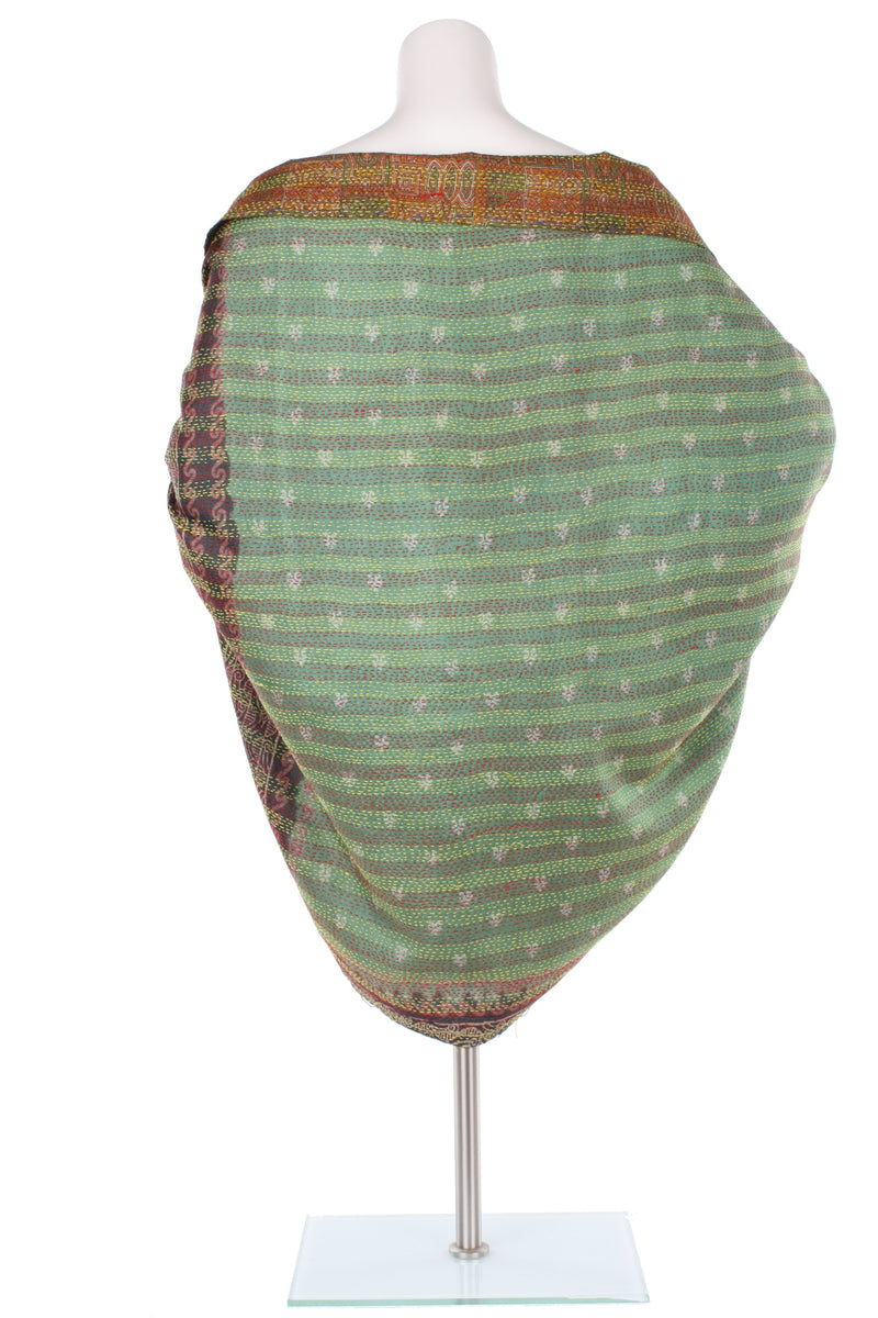 Vintage Silk Kantha Wrap - Sage