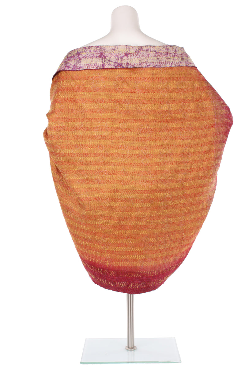 Vintage Silk Kantha Wrap - Blood Orange