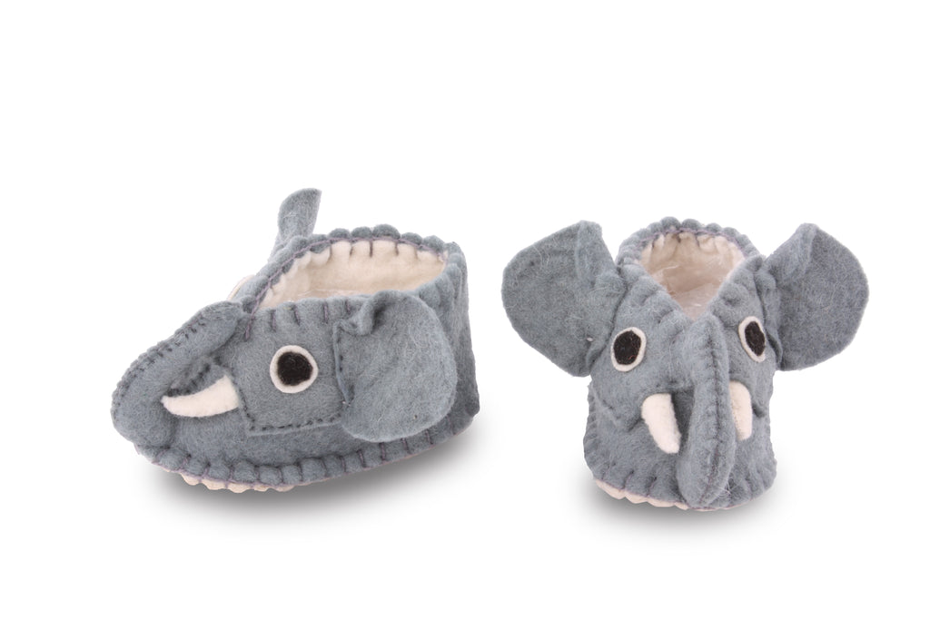 Grey Elephant Baby Booties
