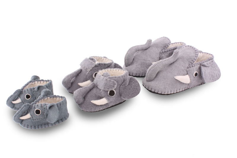 Grey Elephant Baby Booties