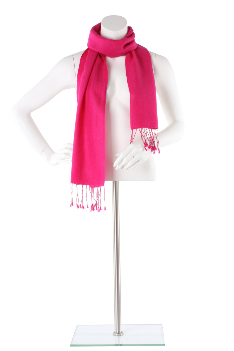 Hot Deep Pink Cashmere and Silk Scarf