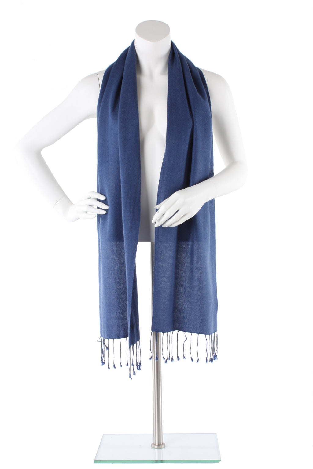Rich Blue Cashmere and Silk Scarf