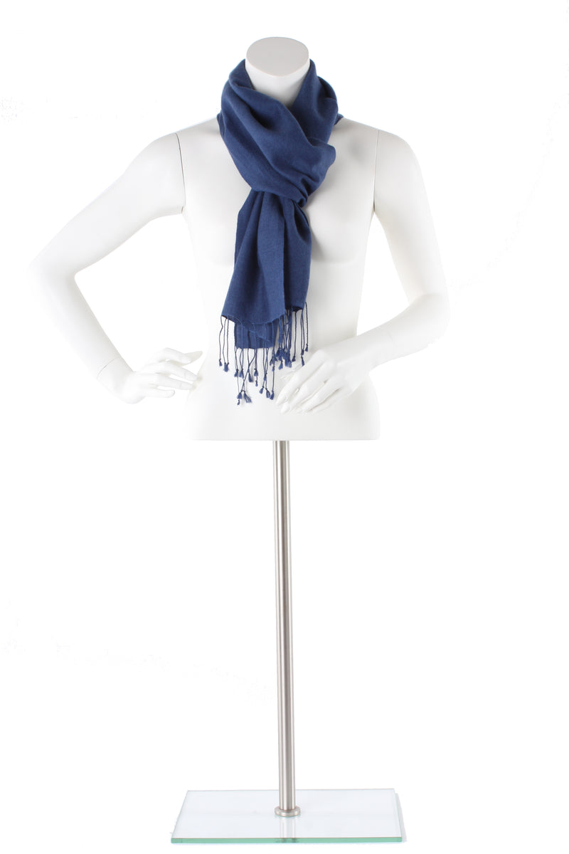 Rich Blue Cashmere and Silk Scarf