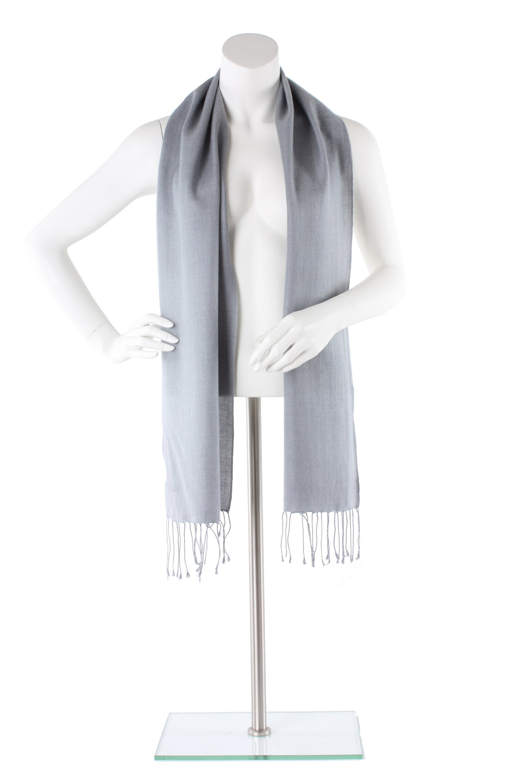 Coin Silver Grey Cashmere and Silk Scarf