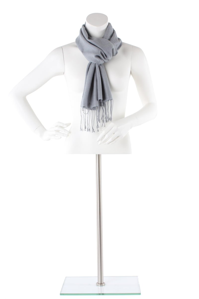 Coin Silver Grey Cashmere and Silk Scarf