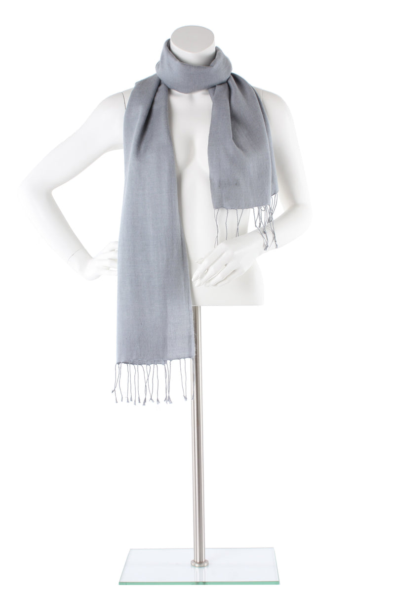 Coin Silver Grey Cashmere and Silk Scarf