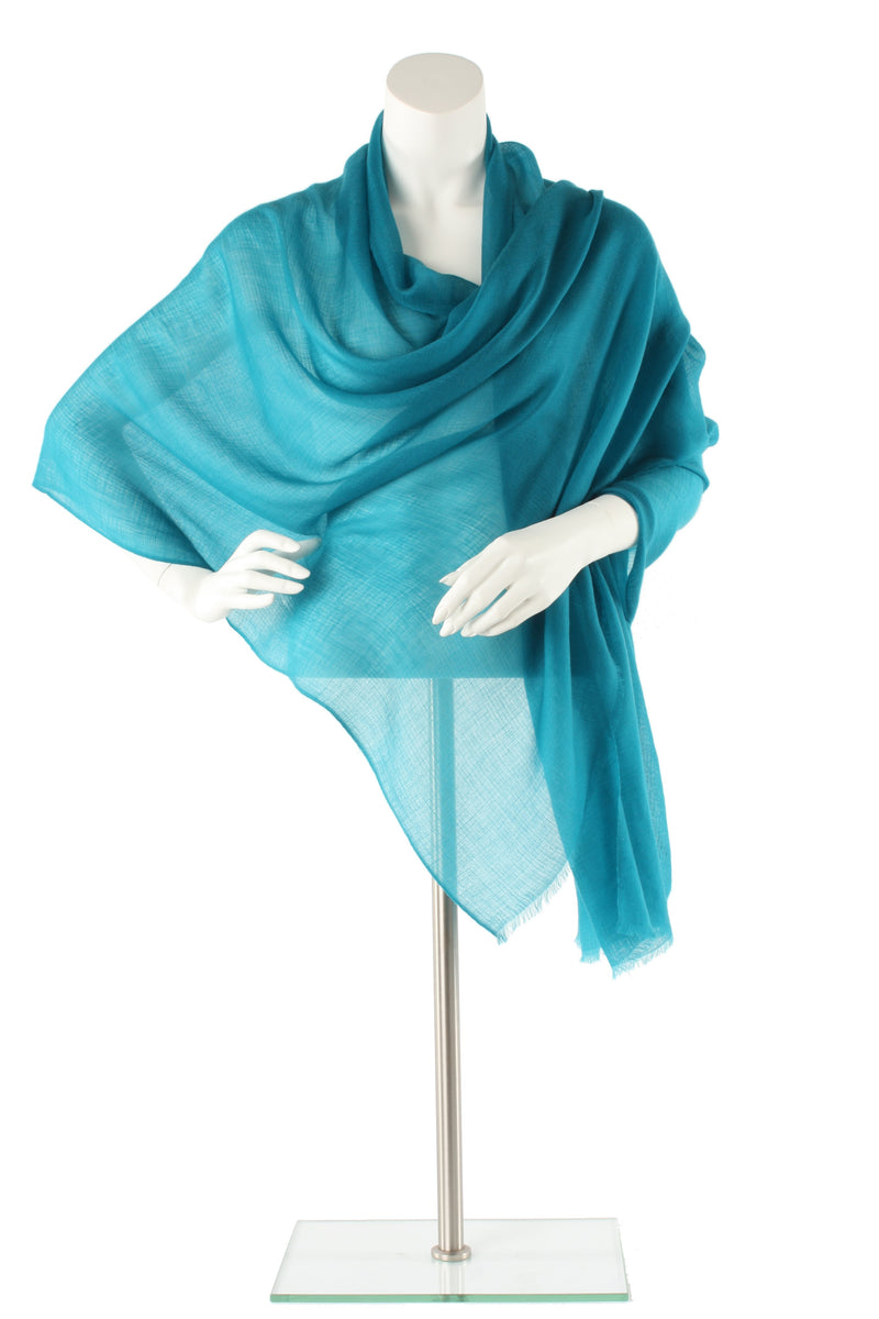 Teal Blue Luxe Cashmere Oversized Scarf