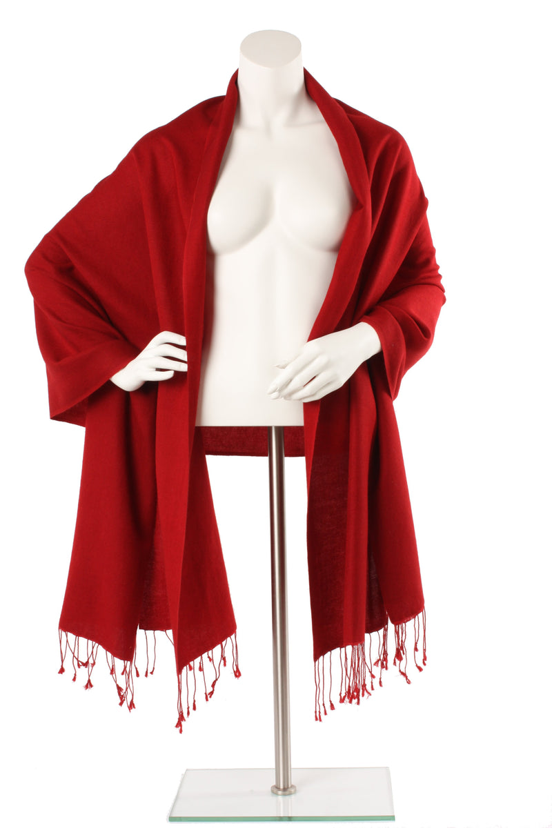 Bordeaux Red Cashmere and Silk Oversized Scarf