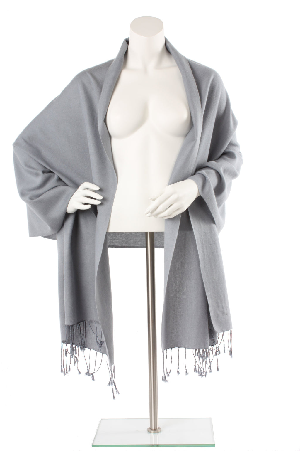 Coin Silver Grey Cashmere and Silk Oversized Scarf
