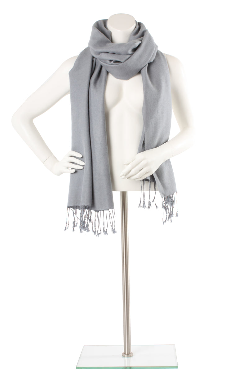 Coin Silver Grey Cashmere and Silk Oversized Scarf