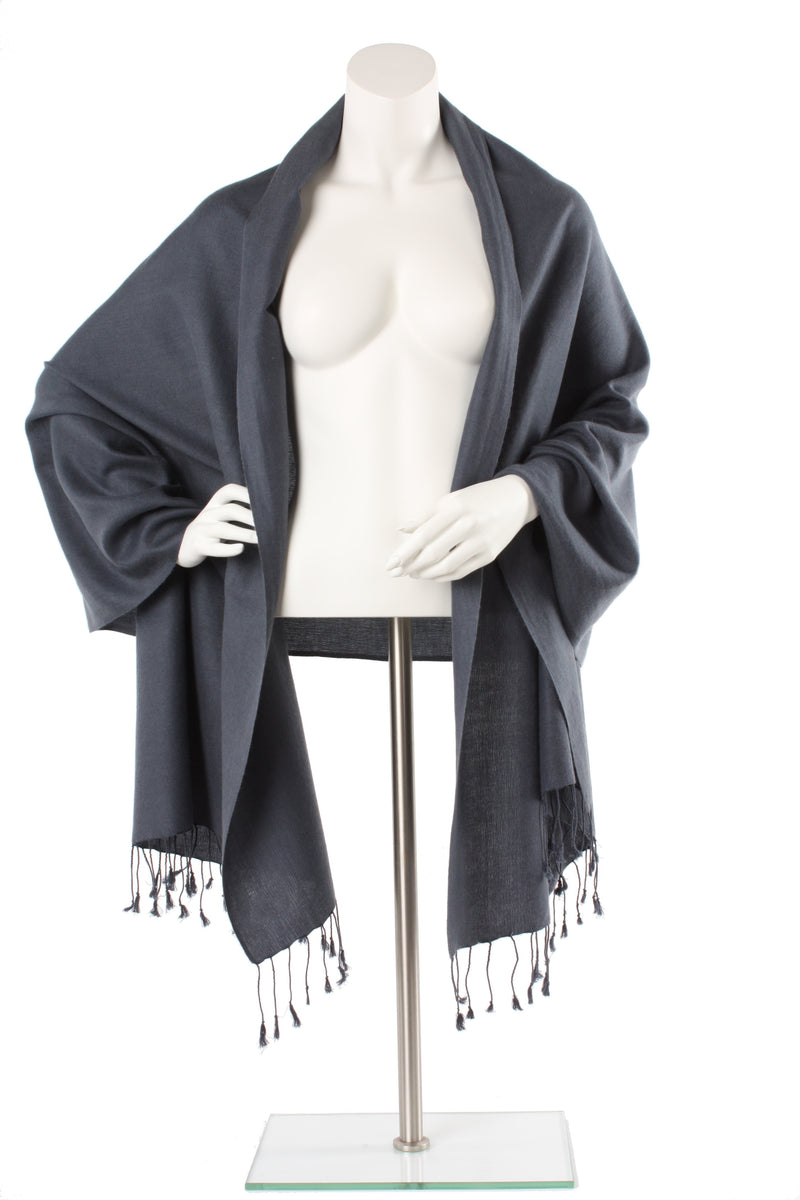 Charcoal Cashmere and Silk Oversized Scarf