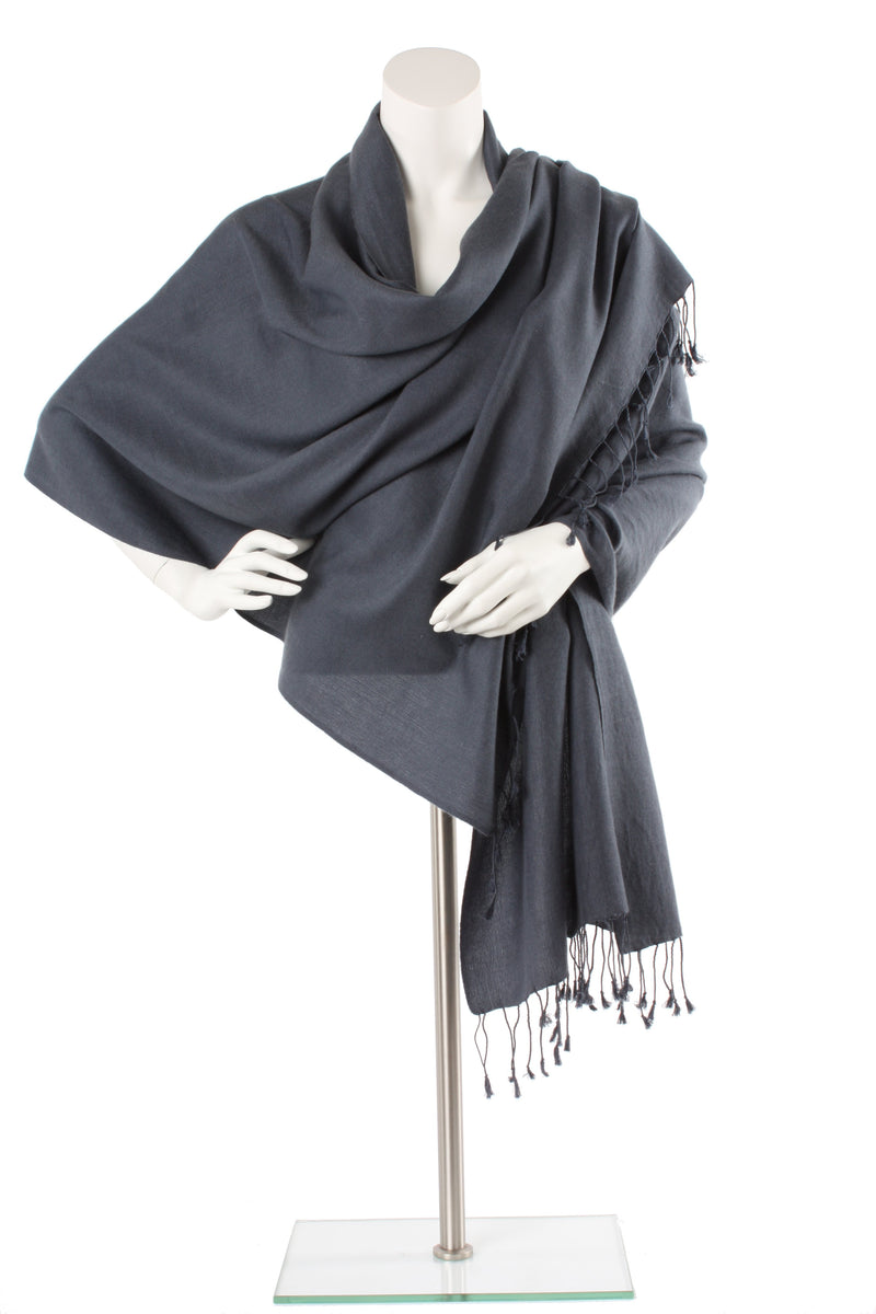 Charcoal Cashmere and Silk Oversized Scarf
