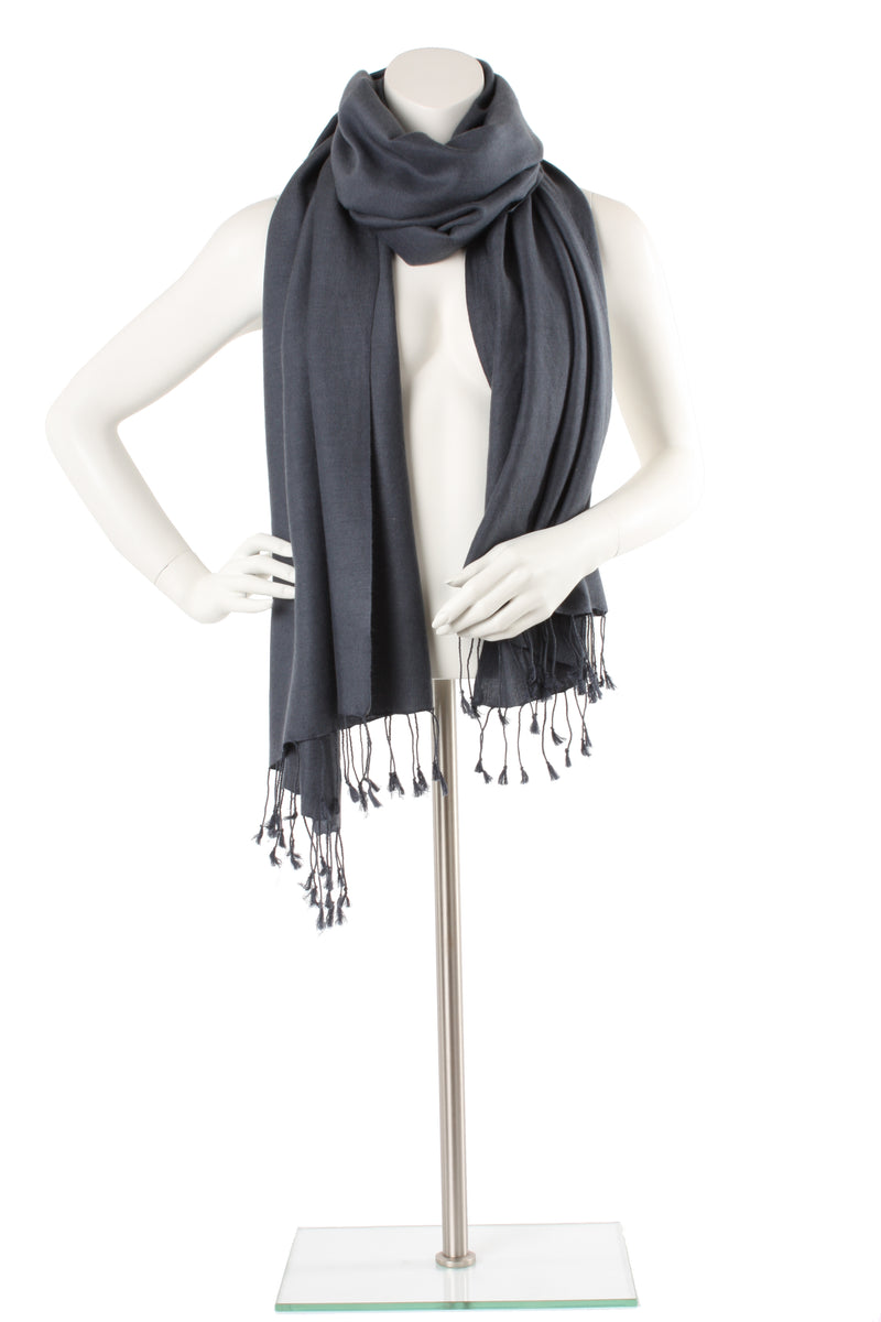 Charcoal Cashmere and Silk Oversized Scarf