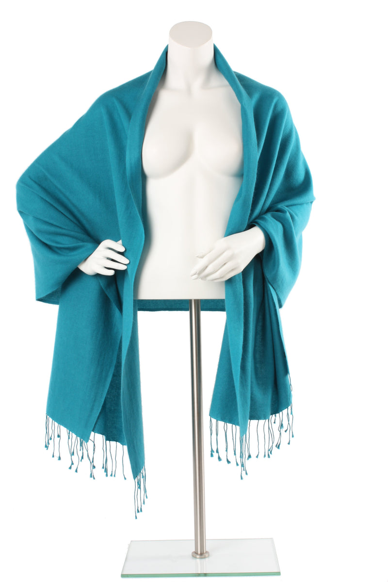 Titan Blue Green Cashmere and Silk Oversized Scarf