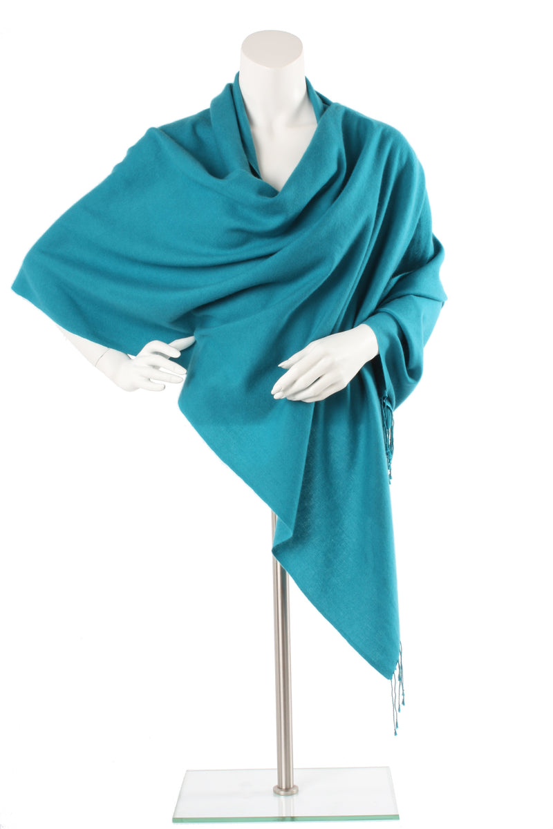 Titan Blue Green Cashmere and Silk Oversized Scarf