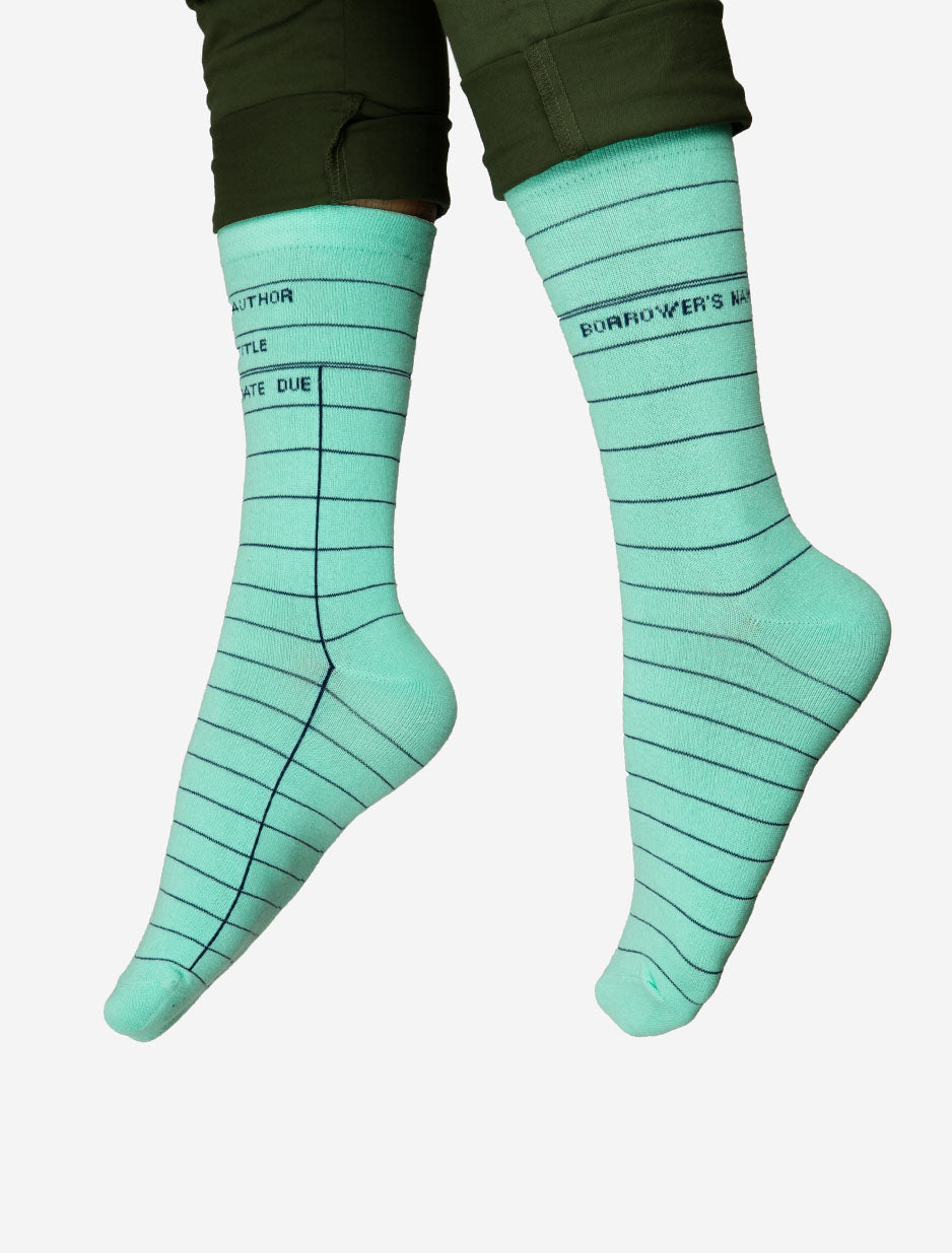 Mint Library Card Adult Socks