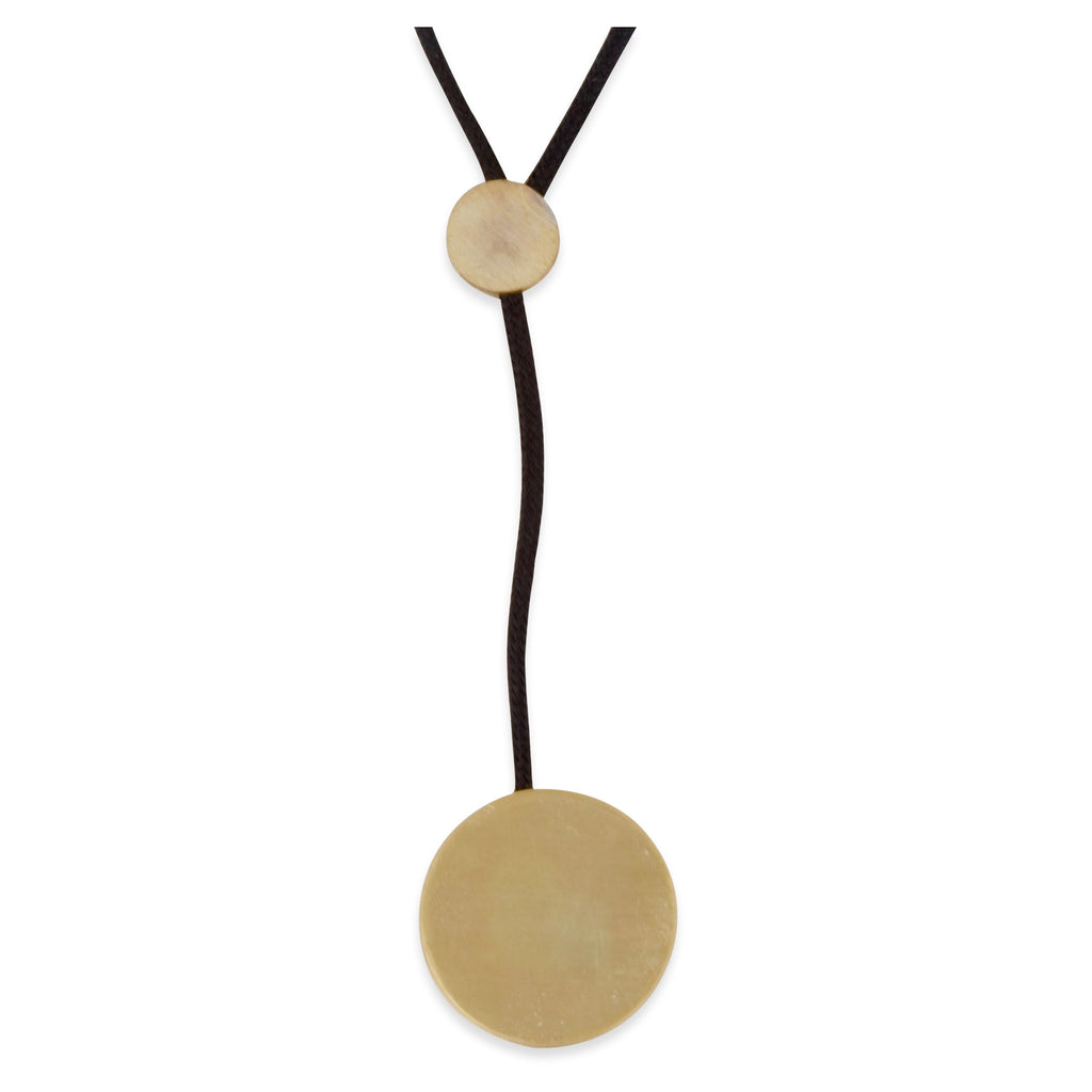 Matte Gold Disc Necklace with Cord