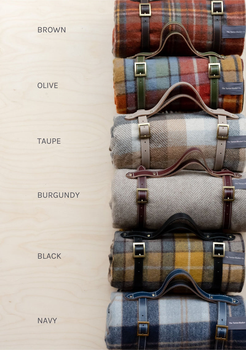 Olive Leather Blanket Strap – Maven & Kit