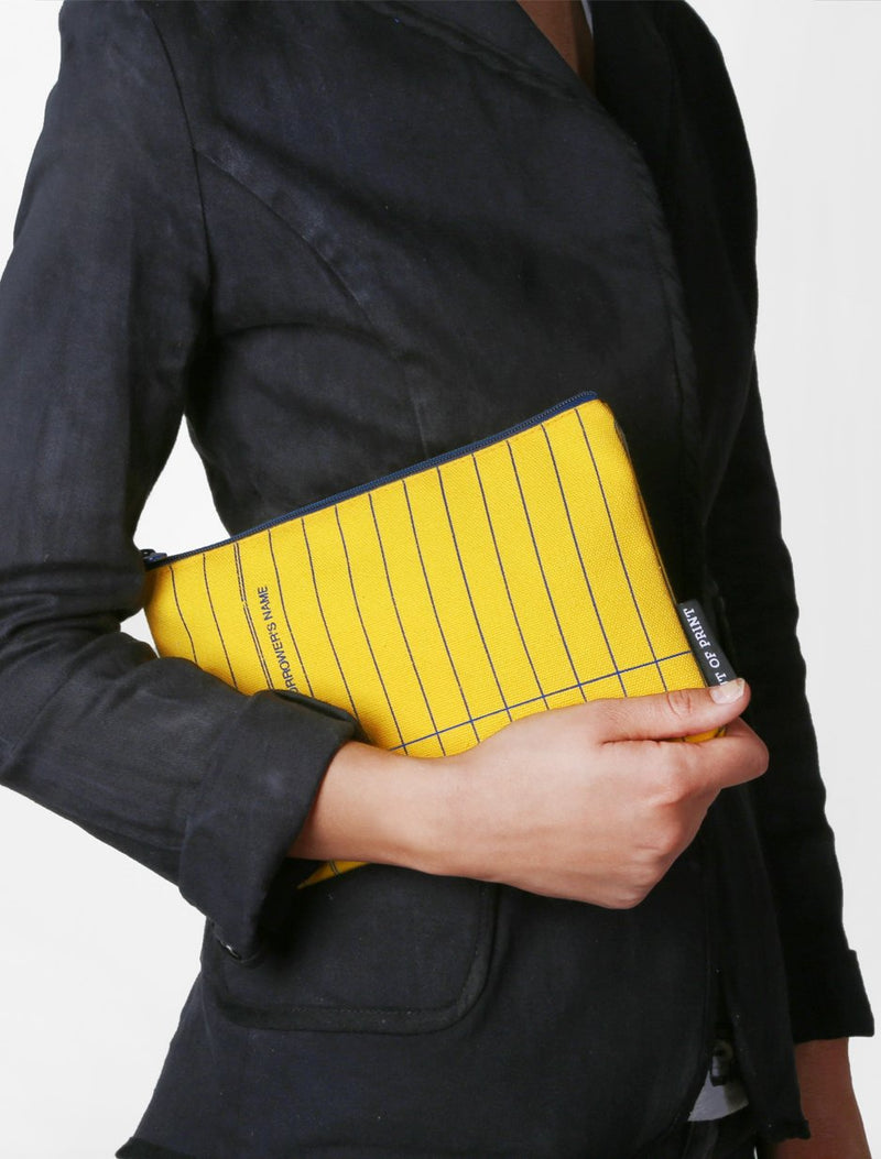 Library Card Yellow Zipped Pouch