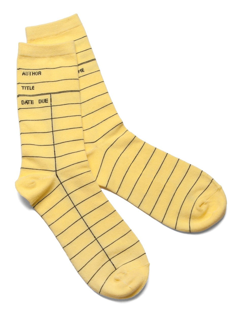 Yellow Library Card Adult Socks