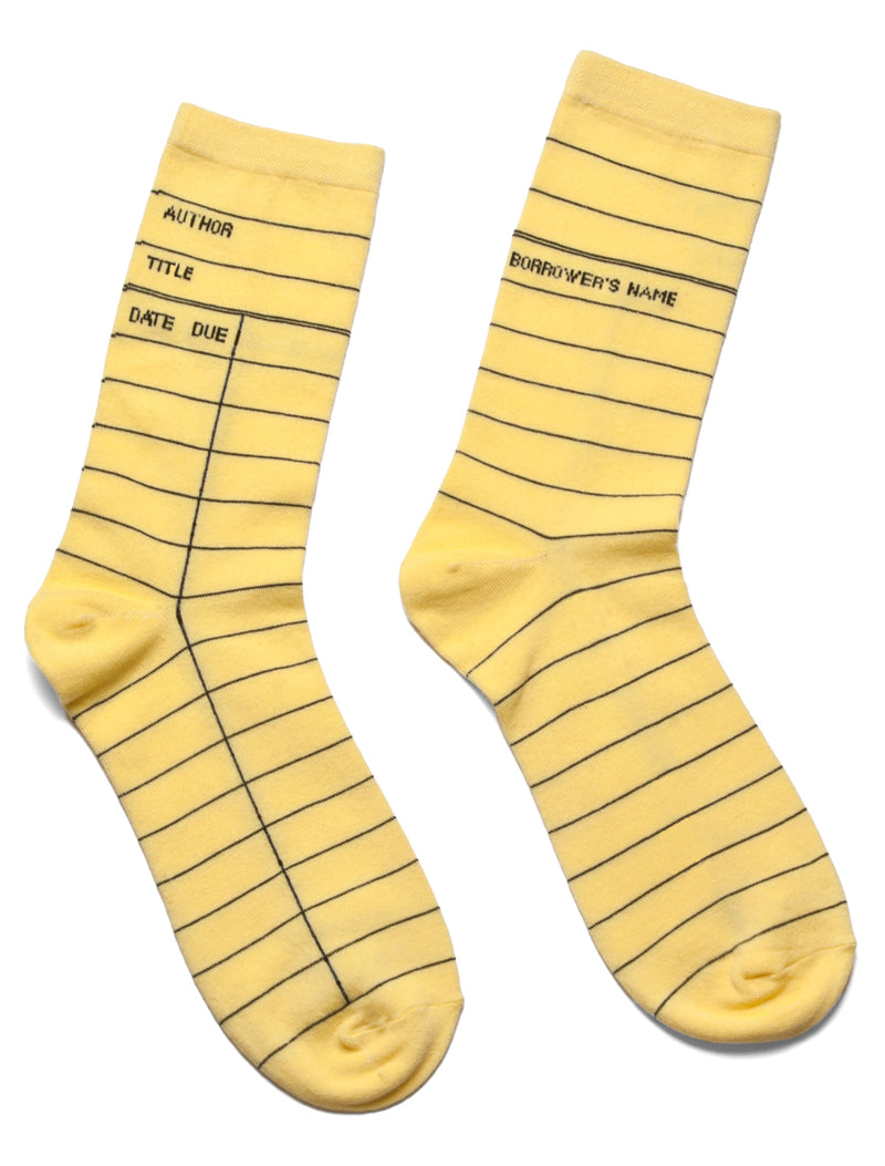 Yellow Library Card Adult Socks