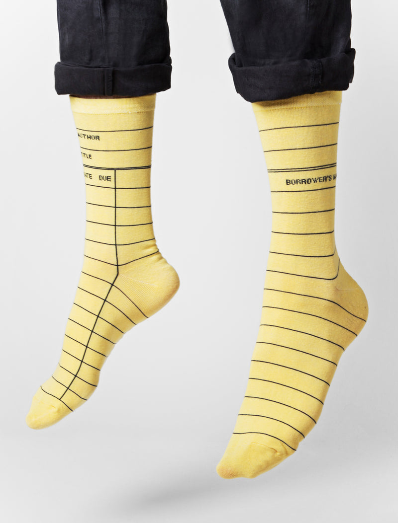 Yellow Library Card Adult Socks