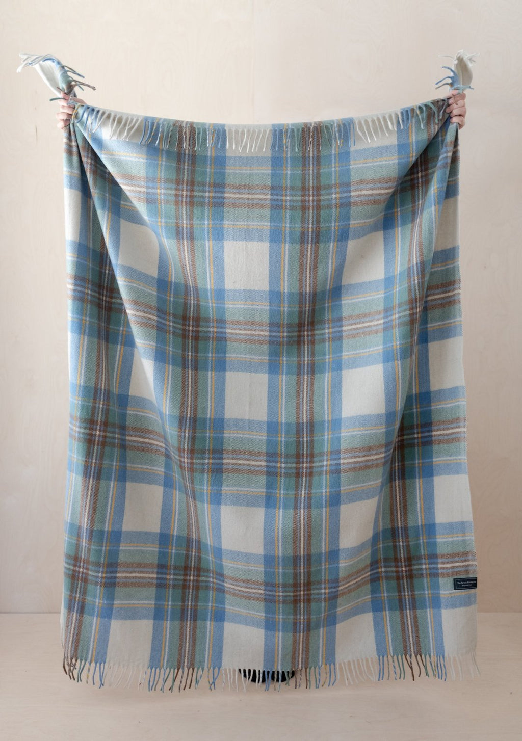 Stewart Muted Blue Tartan Recycled Wool Blanket