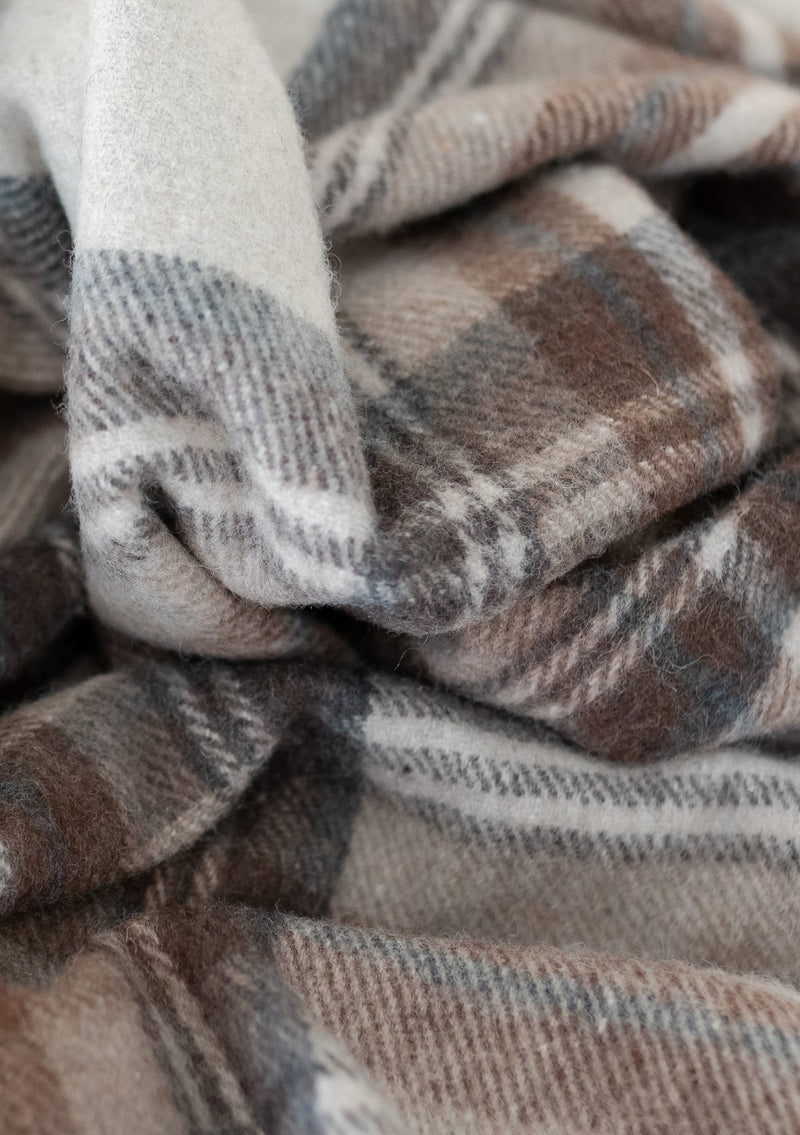 Stewart Natural Tartan Recycled Wool Blanket