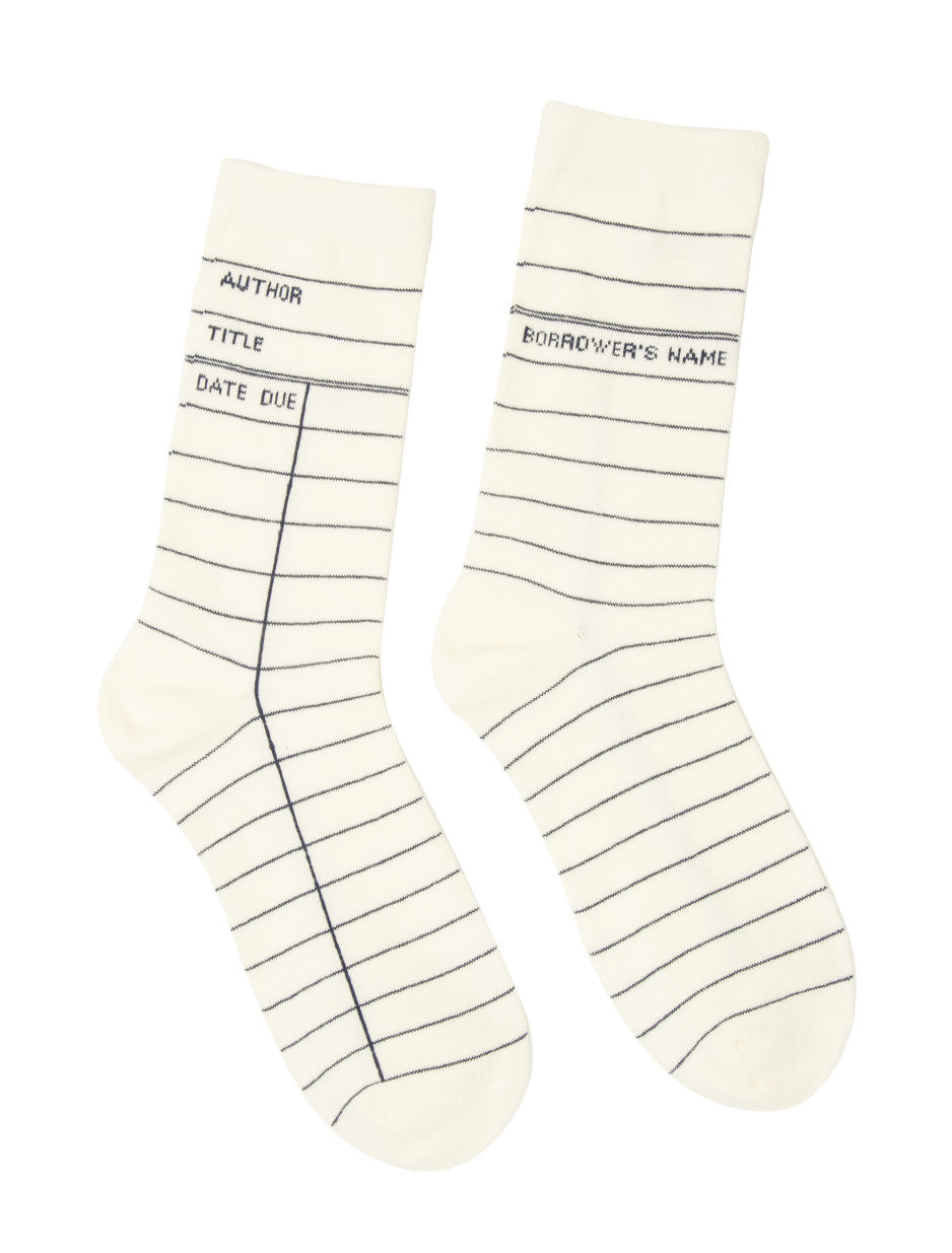 White Library Card Adult Socks